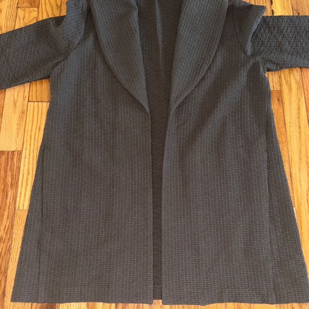 Eileen Fisher Cotton Blend Lightweight Textured Olive Open Jacket Sz Medium - Picture 9 of 12